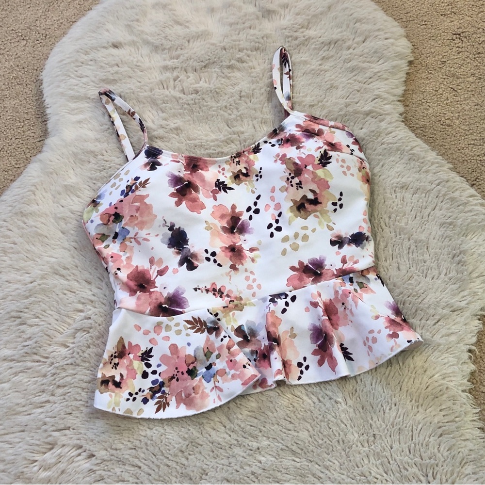 Floral Peplum Swim Top